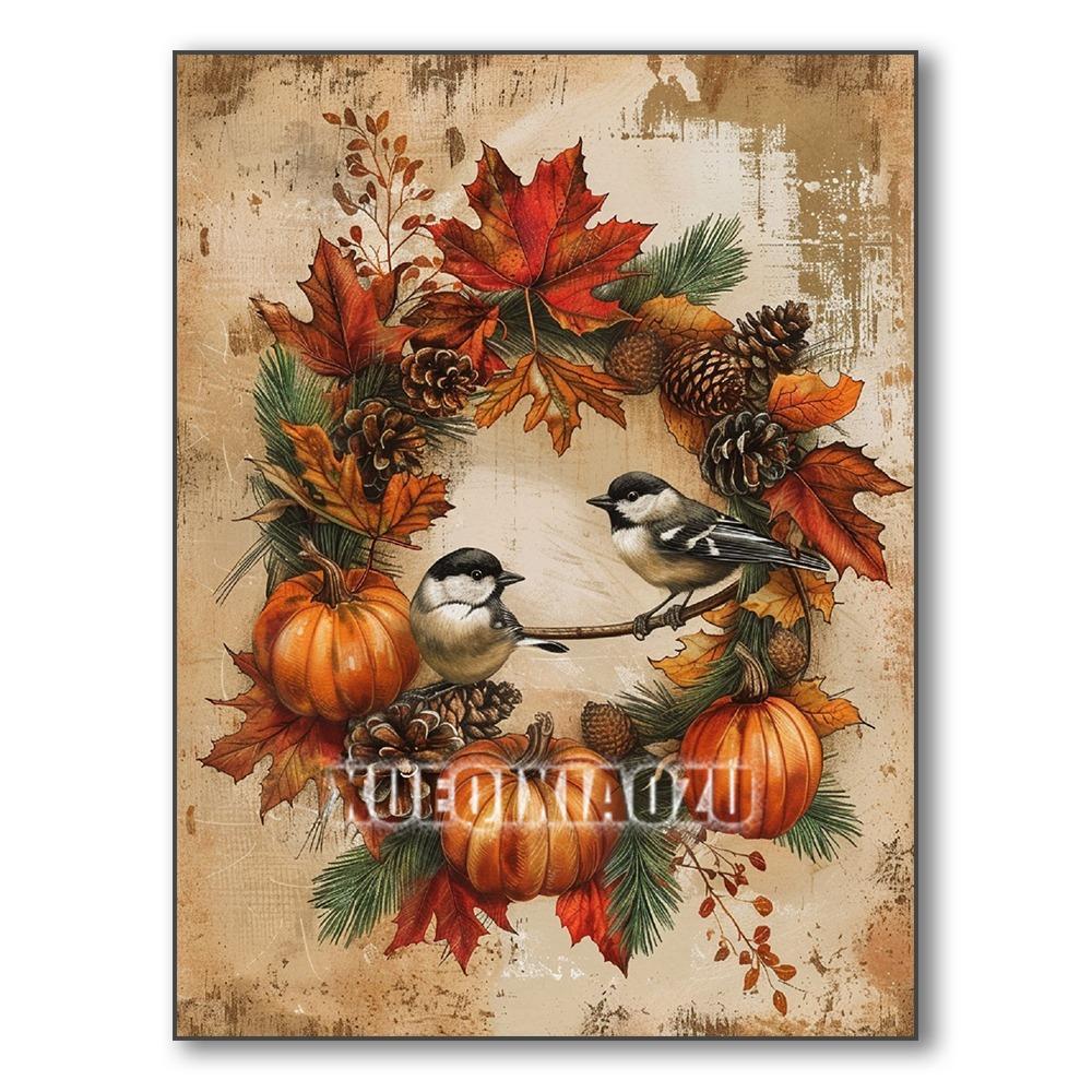 Set Pictură Diamant 5D Dovleac Peisaj de Toamnă Broderie Diamant Mozaic Artă Diamant Complet Imagine DIY Decor de Halloween Cadou