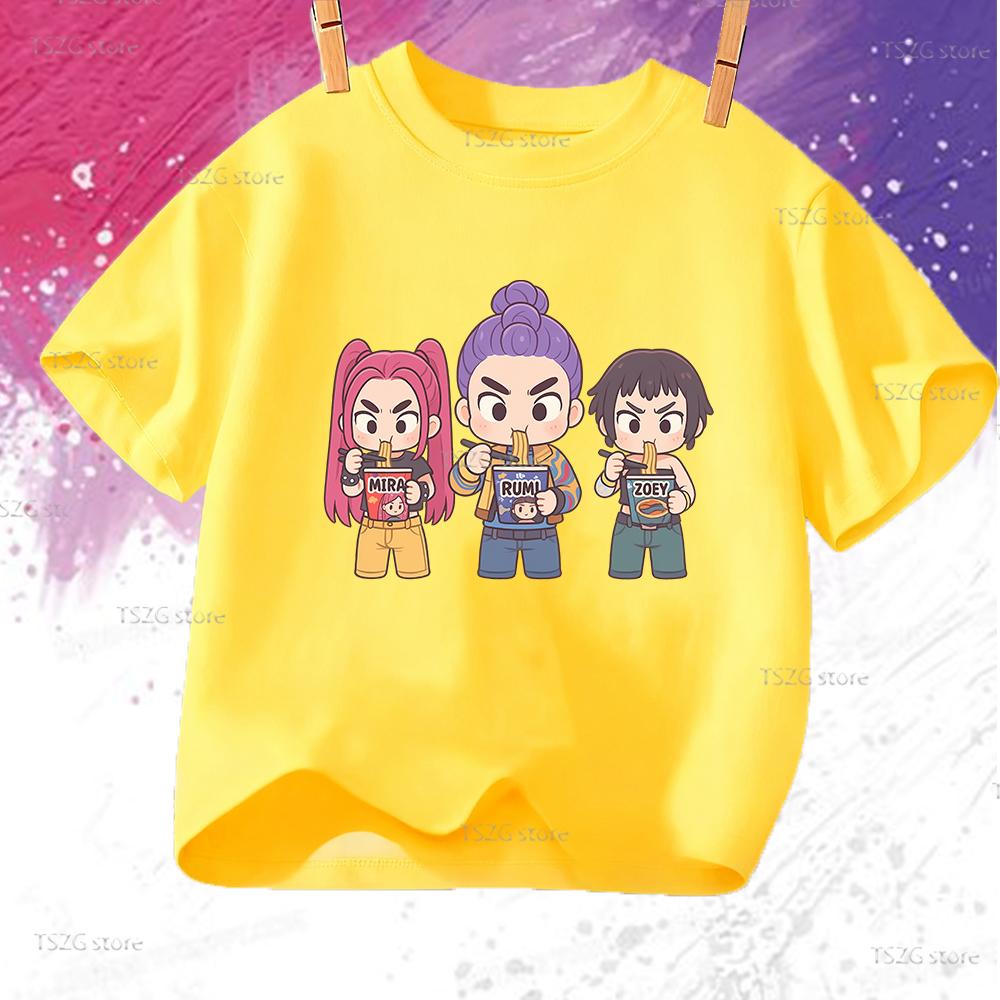 Boys Tee Girl Clothes Movie Cartoon Kid T-shirt KPop Demon Hunters Print Fashion Casual Summer Short Sleeve Tops