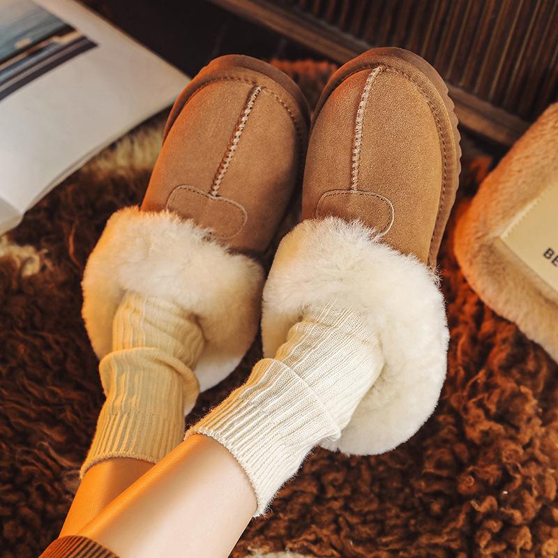 Fashion Winter Women Snow Boots 2025 Fashion New Round Head Concise Slip On Flats Boots Casual Wear Resistant Short Flat Boots