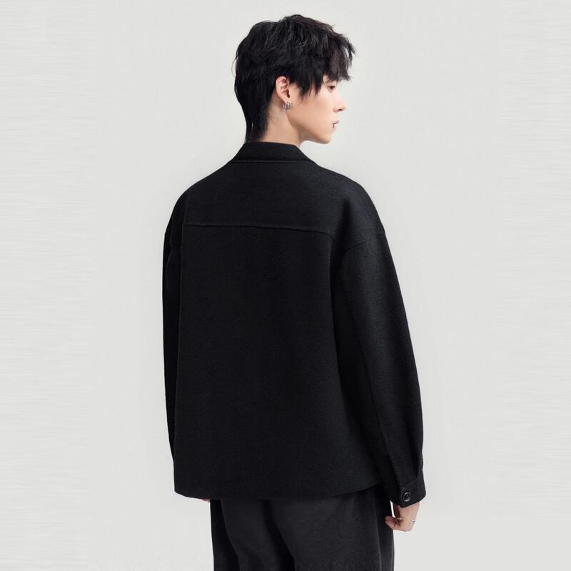 HERBEL Men's Wool-Silk Blend Short Overcoat