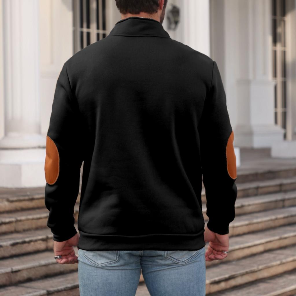 Fleece Sweatshirt for Men Long Sleeve Pullover Quarter Zipper Up Stand Collar Winter Fall Sweat Shirts Men's Turtleneck Pullover Mock Neck Henley Tops