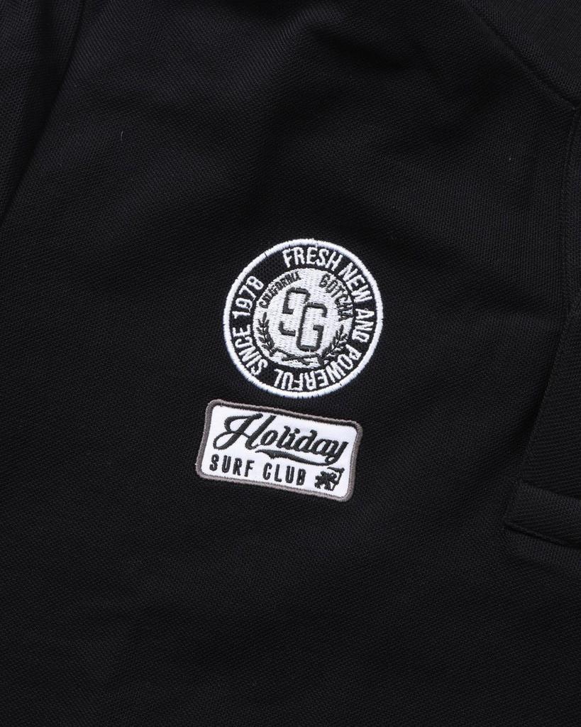 GATCHA Golf Pique Patch Basic Polo Shirt, Men's Unisex Short Sleeve Golf Shirt, Sportswear, Clothing, Black, Size L, 252GG1200