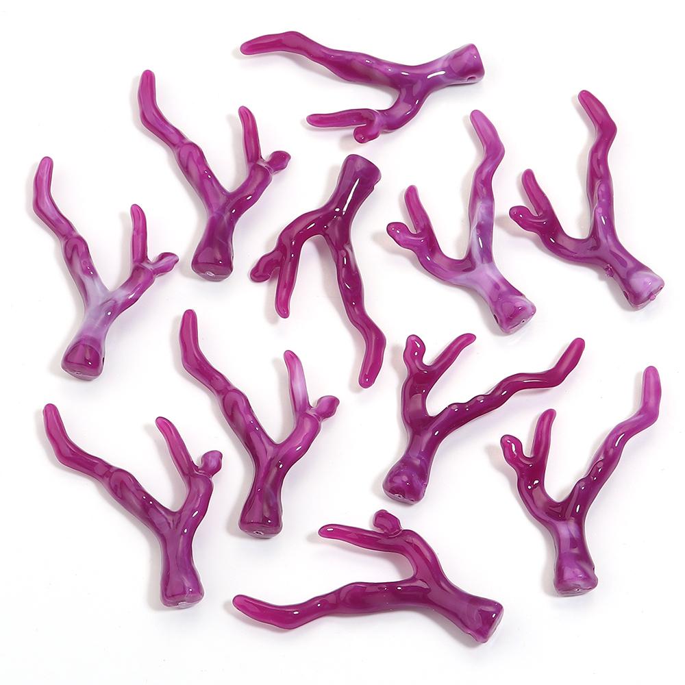 20pcs/lot Deer Horn Shaped Imitation Coral Acrylic Beads Loose Beads For Jewelry Making DIY Charms Accessories