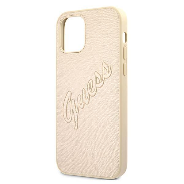 Guess Guhcp12Lrsavslg Iphone 12 Promax 6,7 Złoty/Gold Hardcase Saffiano Vintage Script