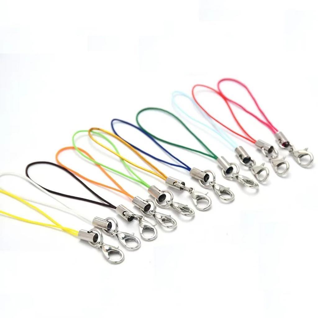 50PCS Black Strap Charm Cord Lanyard Lariat Strap Cords Lobster Clasp Rope Keychains Hooks Mobile Set Charms Jewelry Accessories