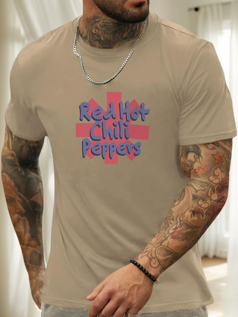 Short Sleeve TShirt Red Hot Chili Peppers Mens 100 Cotton Pattern Printed Shirt Summer Round Neck Breathable Casual Cool Tee