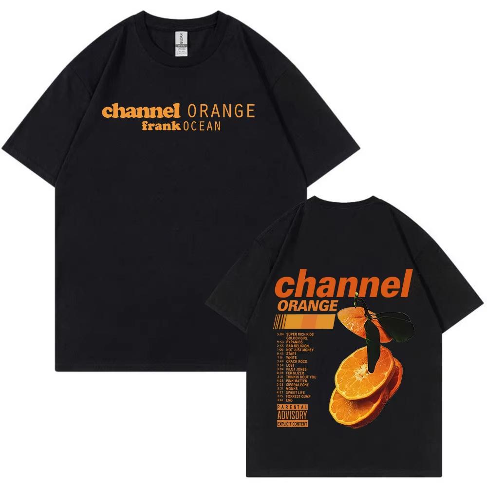 singer Frank Ocean 100%cotton men s shirt Summer Channel Orange oversized album graphics Women s Y2k Hip Hop Short Sleeve Tshirt S
