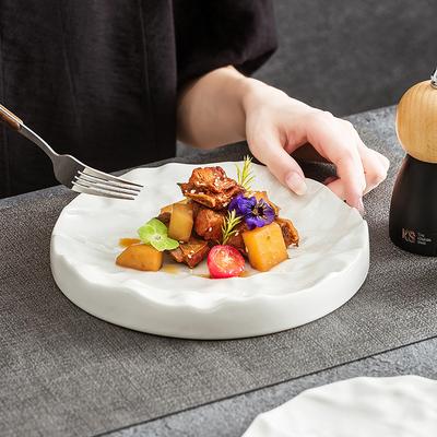 Modern Irregular White Ceramic Plate Hotel Restaurant Dessert Salad Plate Kitchen Western Steak Plate Tableware Kitchen Utensils