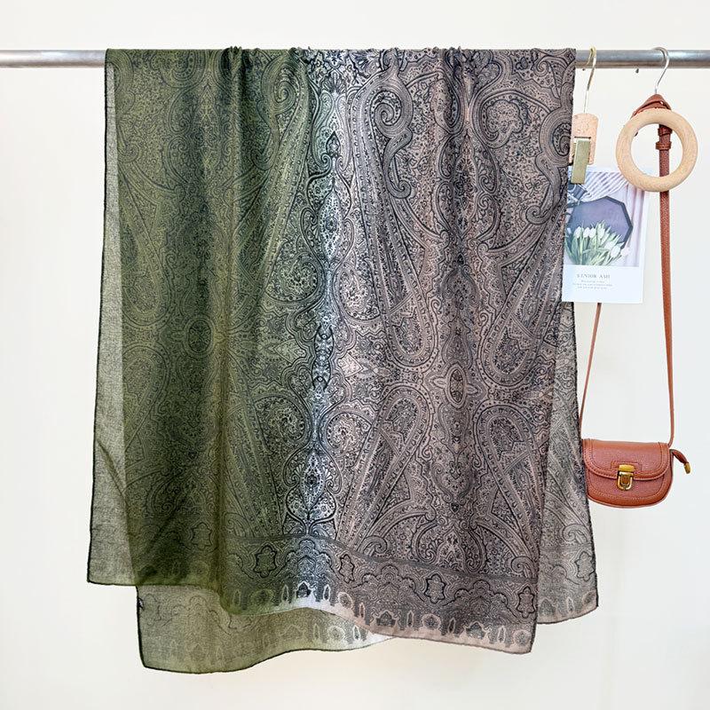 New Cashew Print Korean Scarf for Women's Outer Wear Decoration Travel Sun Protection Gradient Long Scarf Ethnic Style Beach Towel