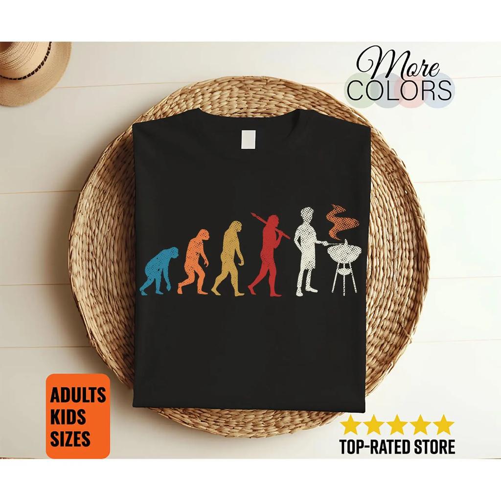Funny HuUnisex Evolution BBQ Grilling T Shirt Vintage Barbecue Grill for Dad Cooking Meat Smoker GifT th of July vintage Washed
