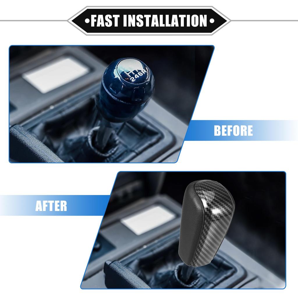 VekAuto Toyota Gałka Zmiany Biegów Samochodowych dla Land Cruiser Prado 2009-2017 Trwała Czarna Wzór Włókna Węglowego Bez Wiercenia Sztuczna Skóra