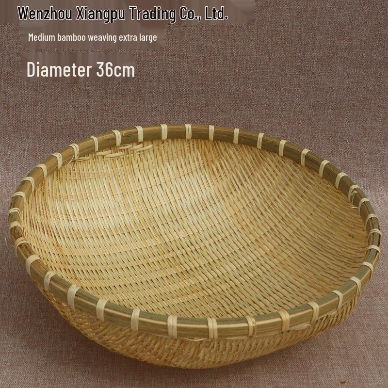 Bamboo Woven Winnowing Basket for Steamed Buns, Rice, Vegetables, and Fruits
