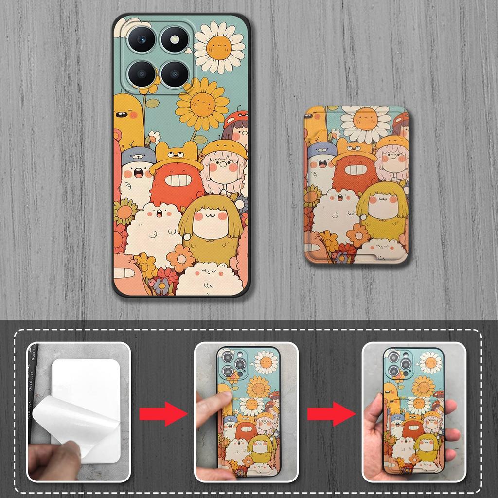 Ochronne etui na telefon z kieszonką na karty Dla Honor X6a/X6a Plus Przeciwpyłowe Wstrząsoodporne Graffiti Odporne na uderzenia Trwałe Odporne na zabrudzenia