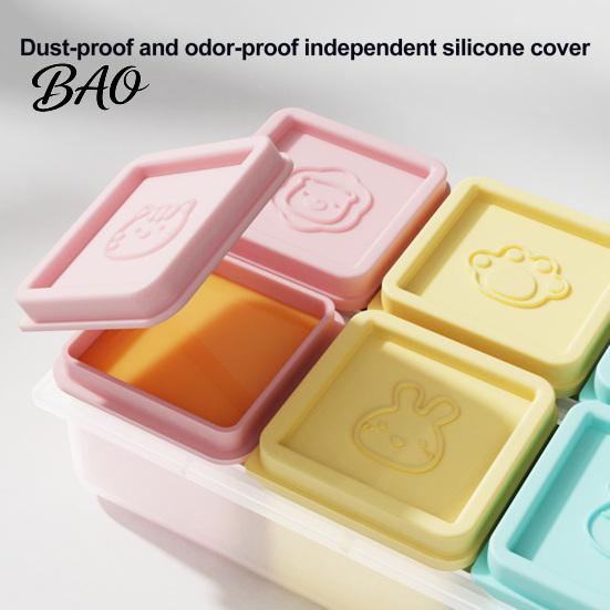 Baby Meal Prep Accessories Food Grade Silicone Freezer Molds, Large Capacity 6 Compartments Easy Release Trays Containers, Leak-proof Reusable Storage