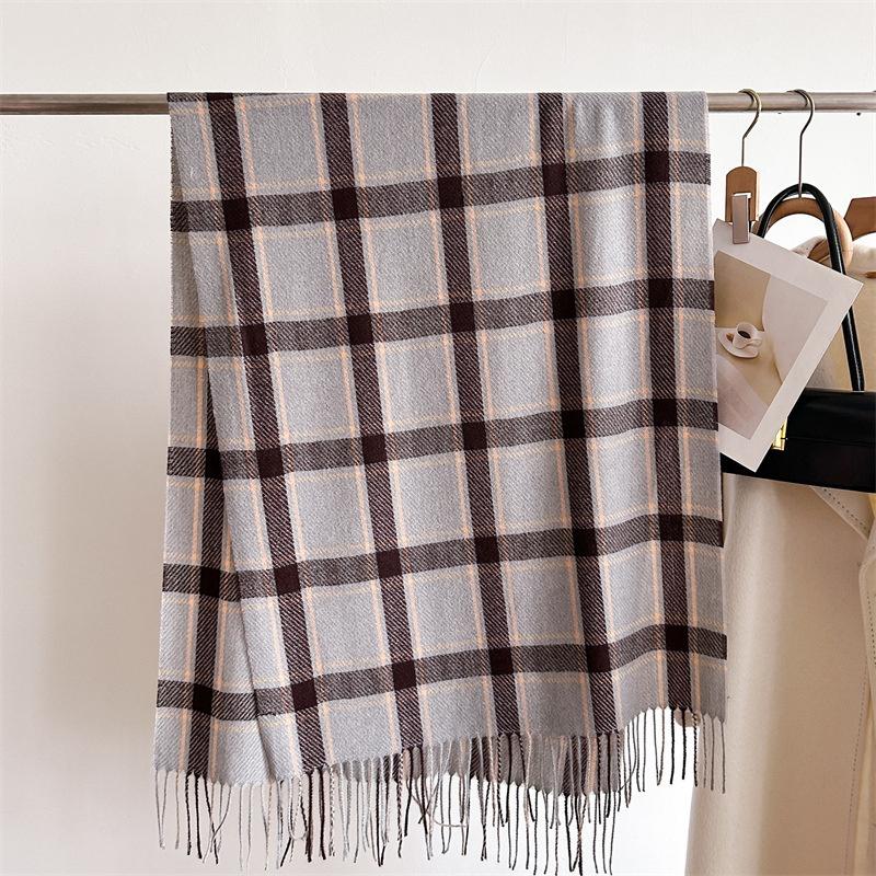 65*200Cm Cashmere Women Scarf Winter Warm Plaid Pashmina Shawl Wrap Tassels Neckerchief For Fashion Luxury Foulard