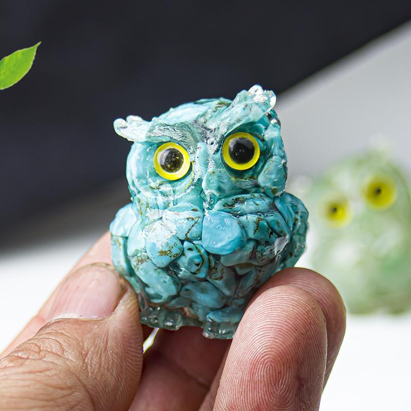 Uil Hars Kristal Beeldje Met Natuurlijke Watersteen Voor Huisdecoratie En Cadeau Geven