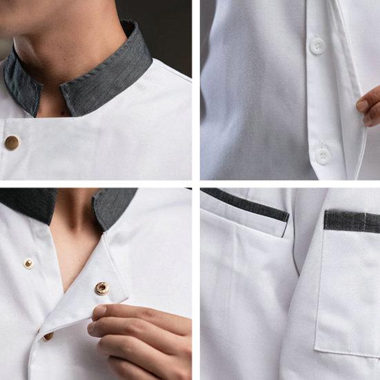Chef Jacket Trendy Stand Collar Lightweight Chef Shirt Unisex Adult Kitchen Chef Coat Chef Uniform Pastry Clothes