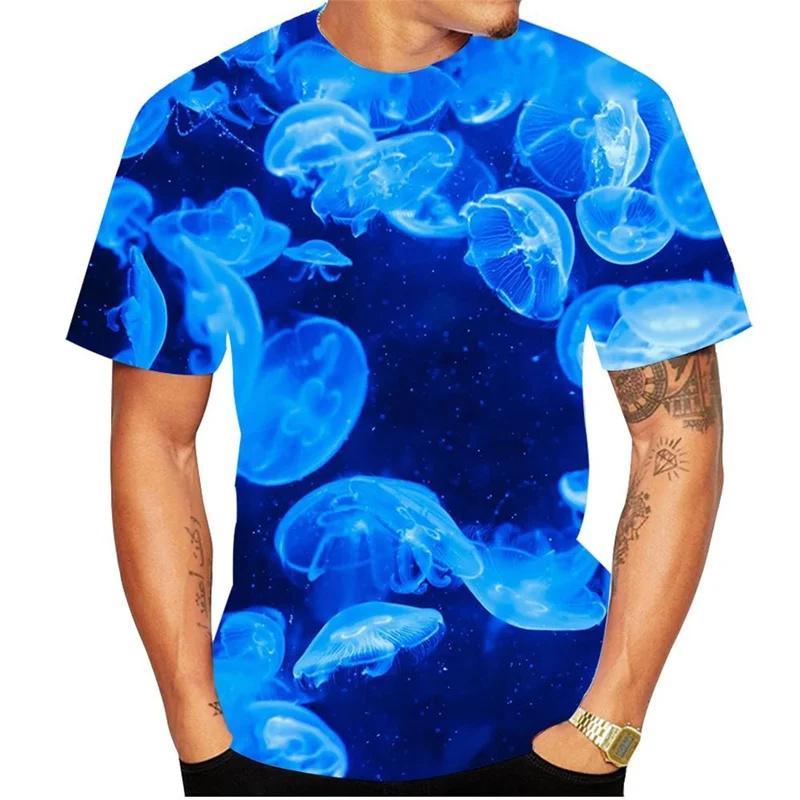Jellyfish T Shirt For Men 3D Printed Animal Graphic Short Sleeve Tops Streetwear Fashion Harajuku