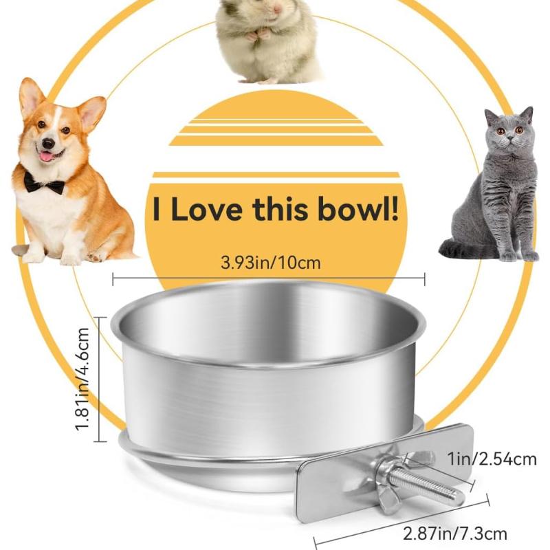 Bird Feeding Dish Cups, Bird Feeder for Cage, Parrot Food Bowl Cage with Clamp Holder, Rabbit Water Bowl, Birdcage Coop Water Feeder for Cockatiel