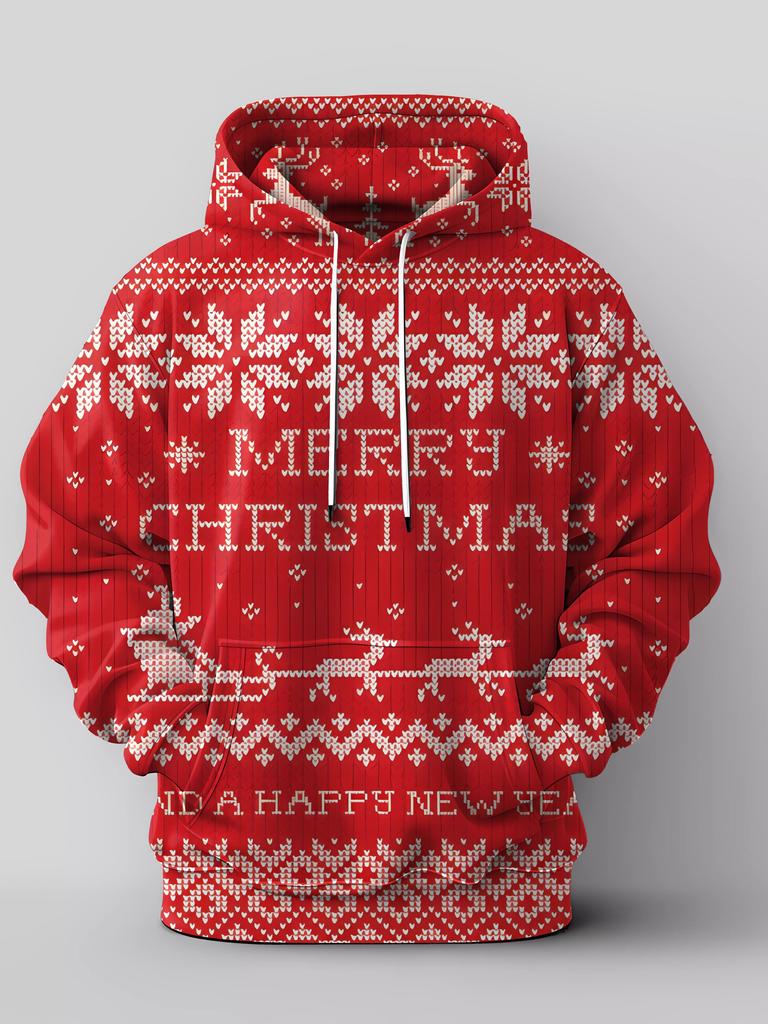 Unisex Santa Claus Christmas 3D Print Oversized Hoodie Casual Pullover Sweatshirt