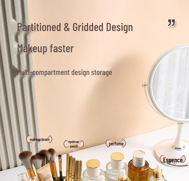 Rotating Cosmetic Organizer: Large Capacity Desk Storage & Lipstick Holder with Brush Compartments.