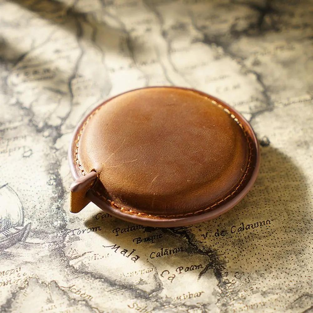Měkká pravá kůže Rolovací metr Ručně vyráběný Přenosné vytahovací pravítko Vintage Zatahovací pravítko Nástroj pro ženy brown