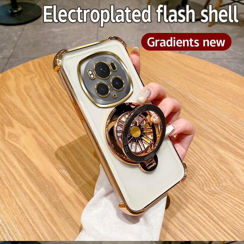 Glitter Shockproof Gradient Plating Gyro Phone Holder Case For Huawei Honor Magic 6 5 Pro Silicone Cover