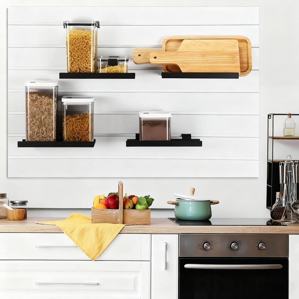 1/2 Metal Wall-mounted Slat Shelves For Wall-mounted Storage And Display At Home Wall Mounted Slat Shelf Black 25*12.5*3.5cm
