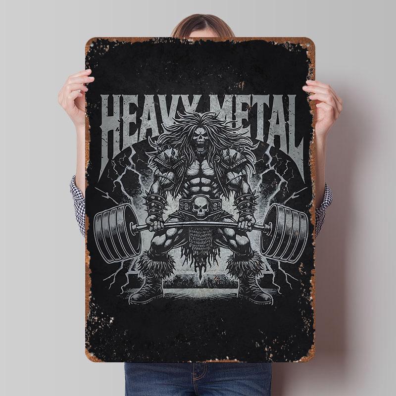 Heavy Metal Barbarian Powerlifting Printed Posters Customizable Wall Art Retro Vintage Metal Tin Signs for Home Room Wand Deko 20X30CM