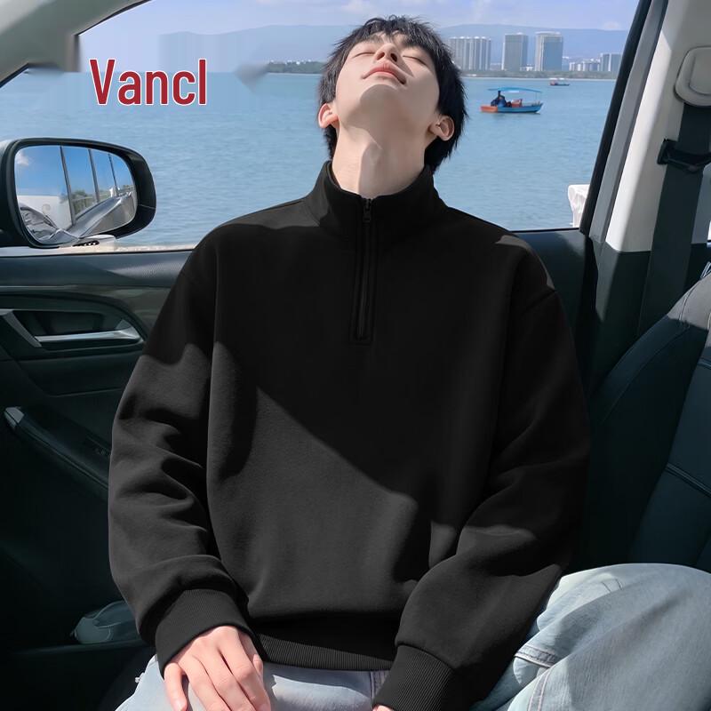 VANCL Men's Stand-Collar Half-Zip Loose Sweatshirt