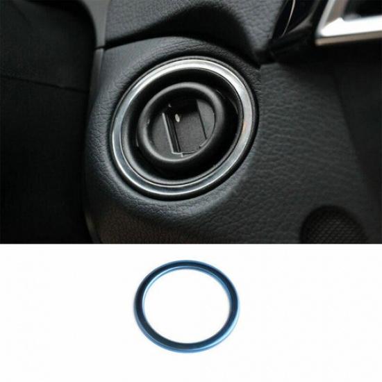 Blue Titanium Ignition Switch Start Button Ring Trim For Benz C-Class 2007-2014
