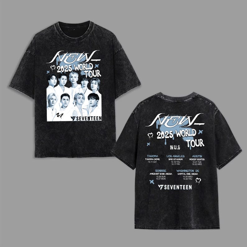 

Seventeen World Tour New_ MINERAL Wash Tee, Seventeen World Tour 2026 Shirt, Seventeen Happy Burstday Shirt, Seventeen Nana Tour Member Tee XXXL чорний