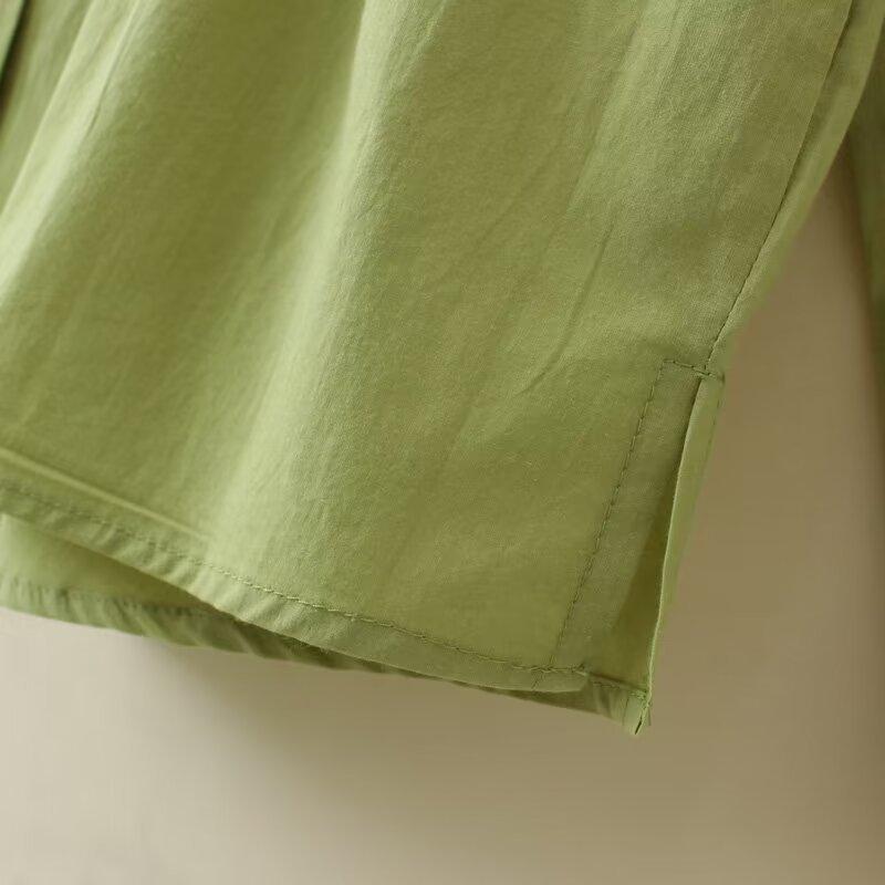 Women Plus Size Simple Solid Long Sleeve Casual Shirt
