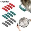 4Pcs/Set Silicone Hot Handle Holder Silicone Assist Handle Holder Grip Hot Handle Holder Non Slip Pot Holders Cover for Kitchen