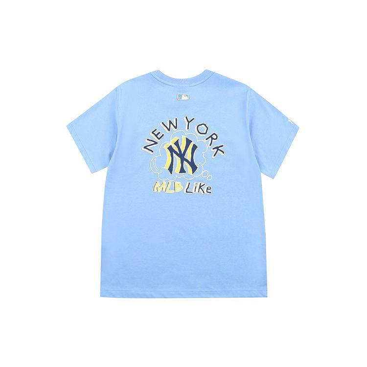 MLB New York Yankees American Vintage Dopamin Logo Print Lockeres Rundhals-Kurzarm-T-Shirt Unisex T-Shirt Blau 31TSP1131-50S XS