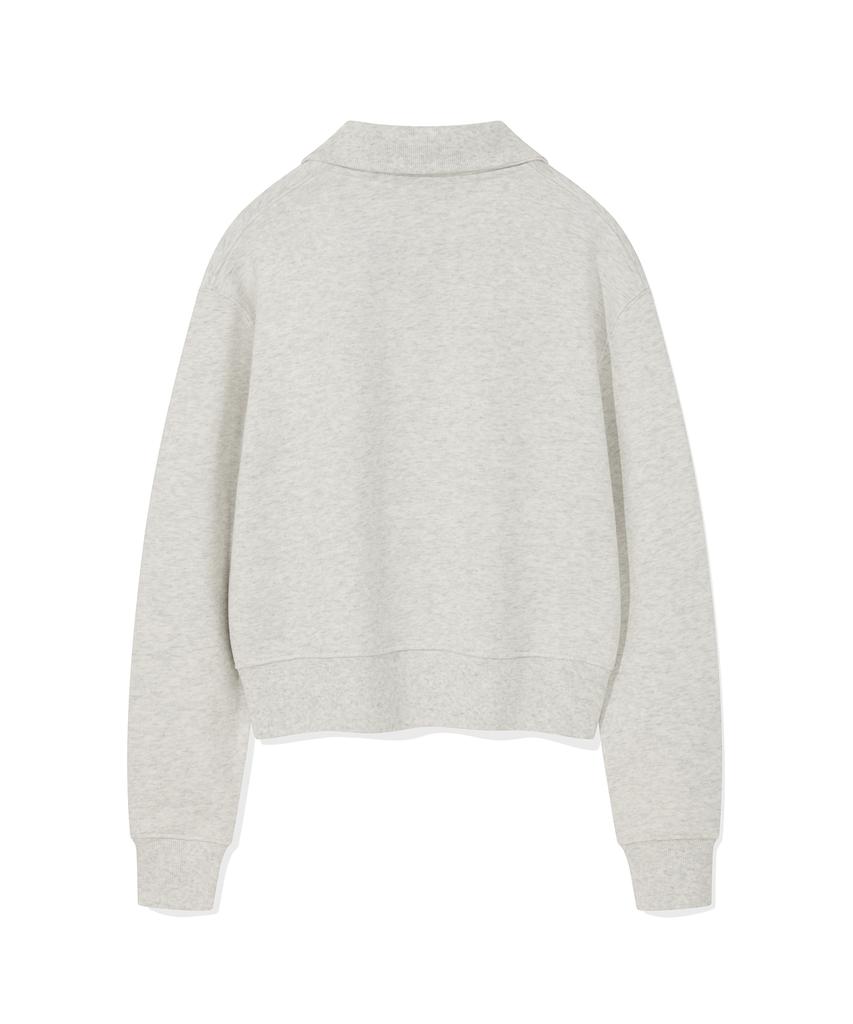 WACKY WILLY Women'S Lily Crop Collar Half-Zip Oatmeal