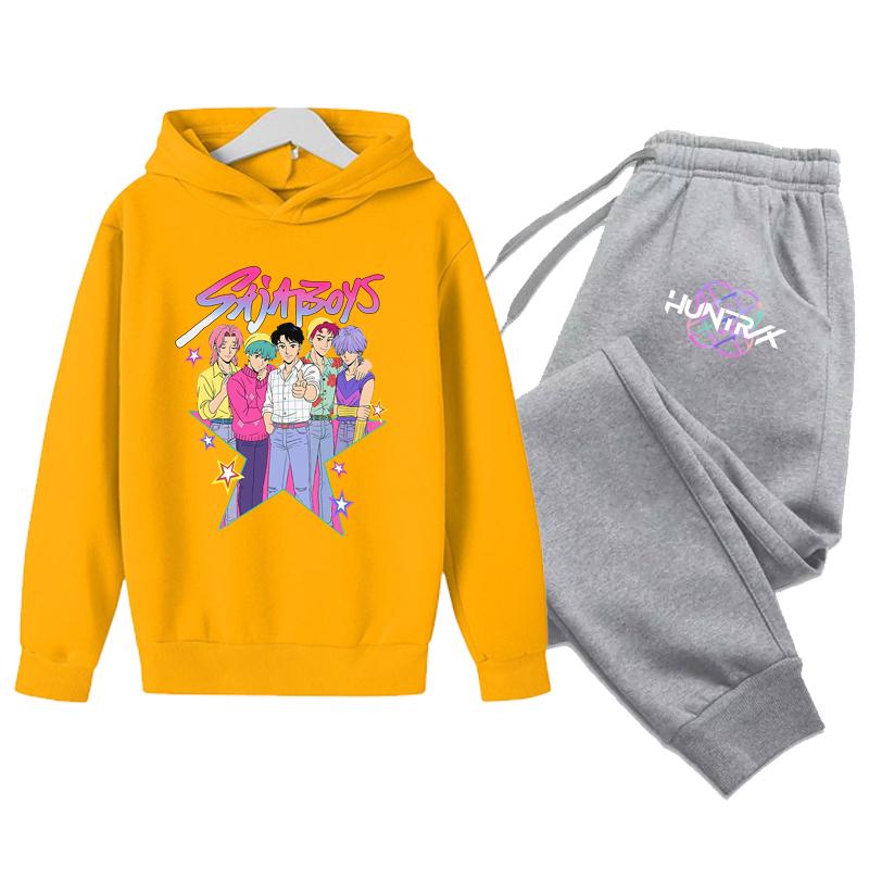 Y2K Hoodies+Hosen Sportsets KPop Dämonenjäger Koreanischer Stil Kinder Kapuzenanzug KPop Dämonenjäger Bedruckte Kinderbekleidung