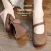Women's Retro Genuine Leather Mary Jane Shoes - Soft Sole, Lightweight, Flat Bottom, Perfect for Spring and Autumn.