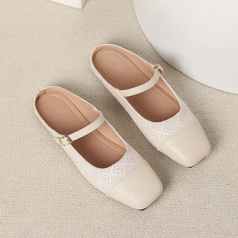 Sommerschuhe Damen Flache Sandalen Modemarke Damen Mary Jane Schuhe Schwarz Weiß Gelb Übergröße 43