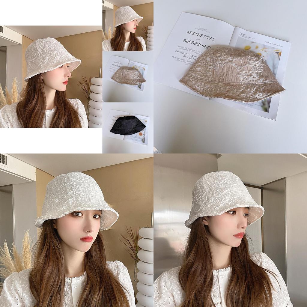 Fashionable Womens Wrinkled Bucket Hat Uv Protection Breathable Fabric
