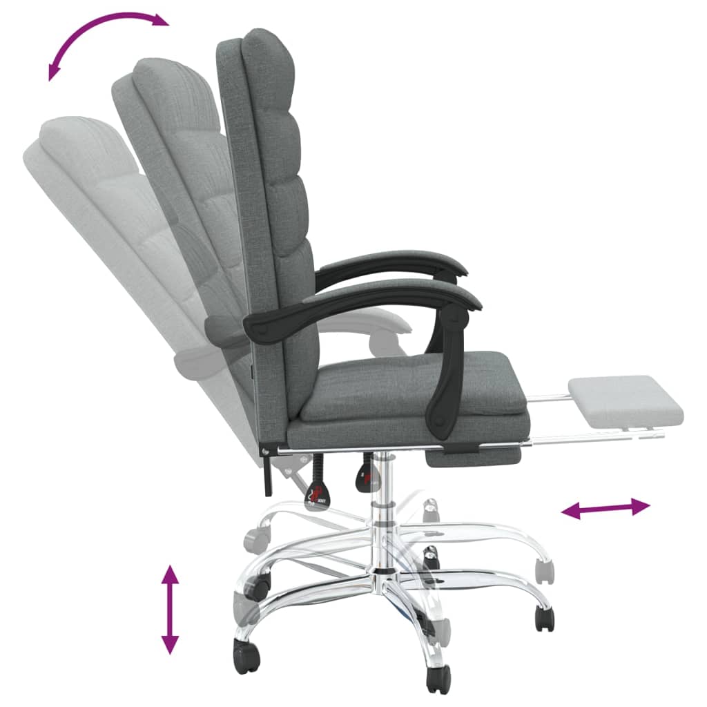Office Chair with Reclining Function Dark Gray Fabric