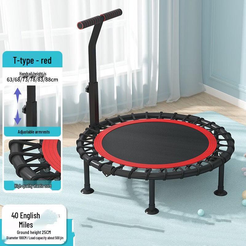 Kids  40-inch Indoor Folding Trampoline with Foldable Handrail