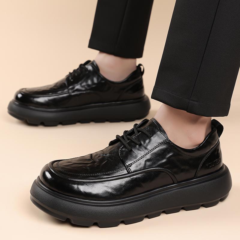 

Leather Shoes For Young men British Brock Formal Business Casual Black Wedding Groom Lace-Up Business Men s Shoes 44 чорний