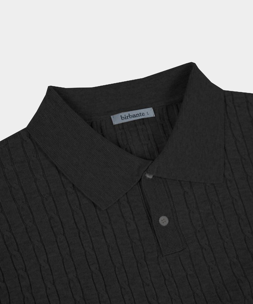 BIRBANTE Soft Washable Cable Collar Knit - Black