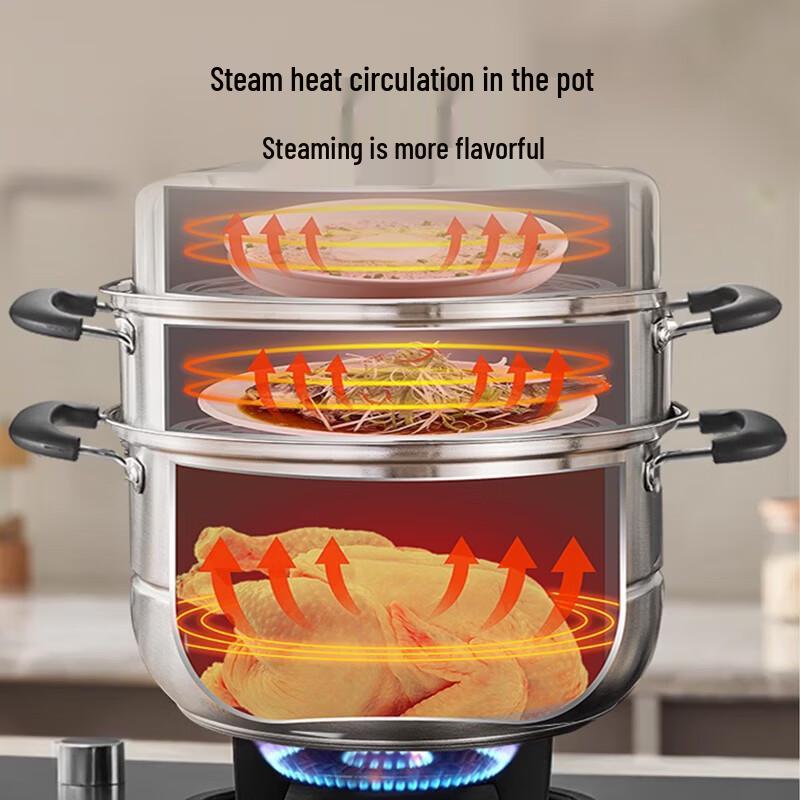 Kobach 304 Stainless Steel 3-Layer Steamer Pot