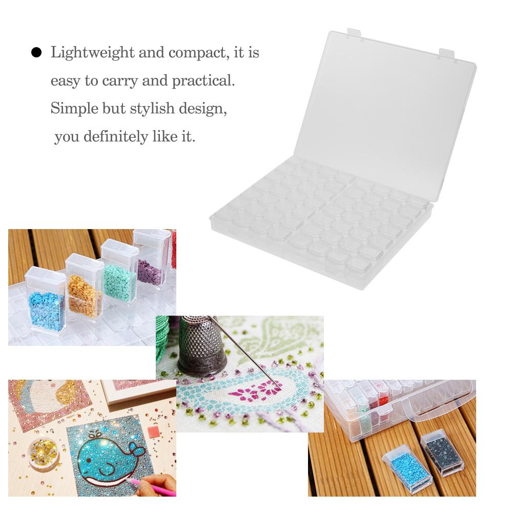 PP Nail Art Case with Clear Lid 56 Slots Nail Art Organizer Nail Art Decoration Accessories Tool for Jewelry Diamond Painting