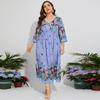 Rochie de damă de primăvară vară, mărime mare, din șifon, cu talie elastică, mâneci evazate, rochii lungi de vacanță