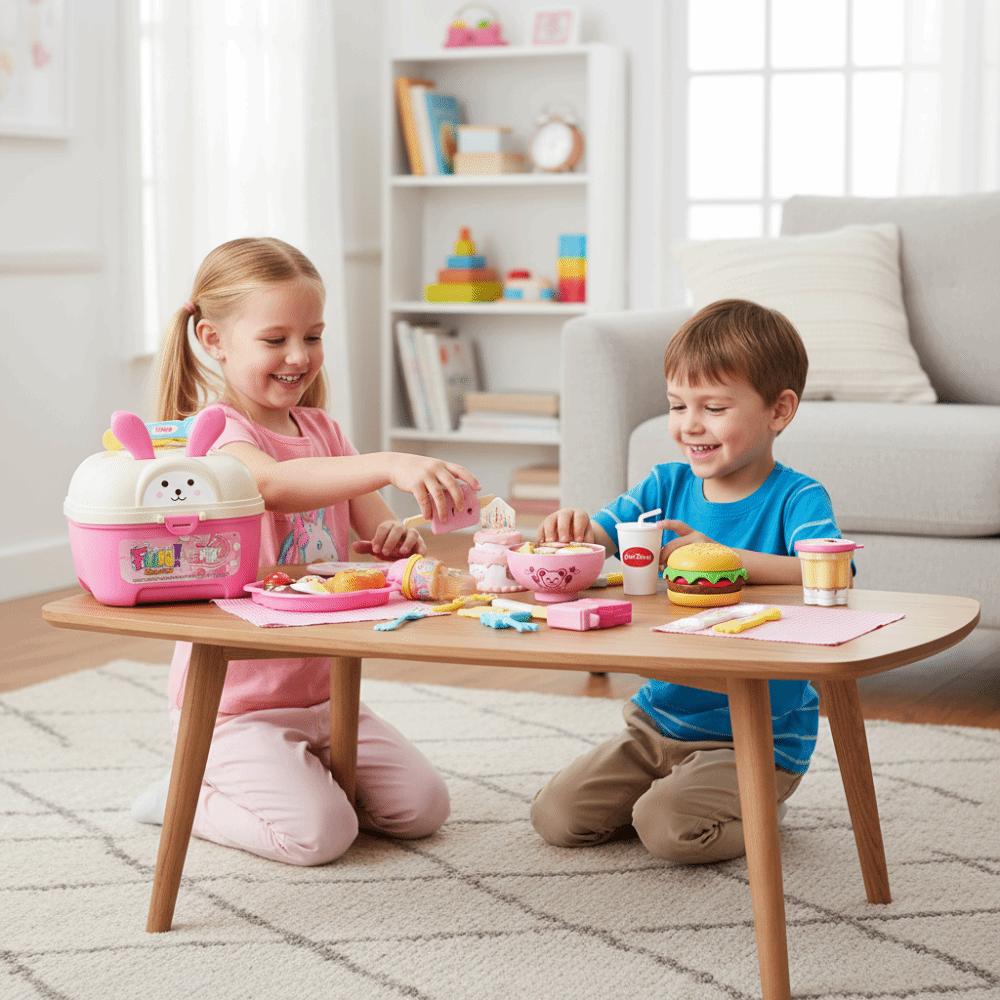 Little BearShape Pudding Feeding Set Pretend Play Early Education Lunch Box Pudding Kawaii Simulation Model Play House Toys