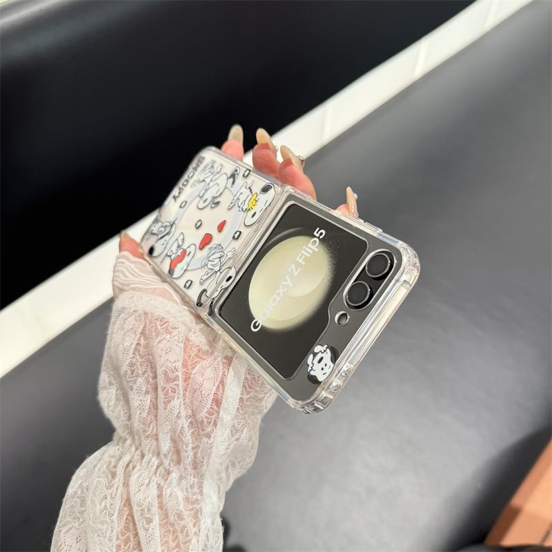 Creative Love Heart Funny Snoopy Folding Magsafe Wireless Charge Case For Samsung ZFlip 3 4 5 6 ZFlip7 3D Cute Magnetic Holder
