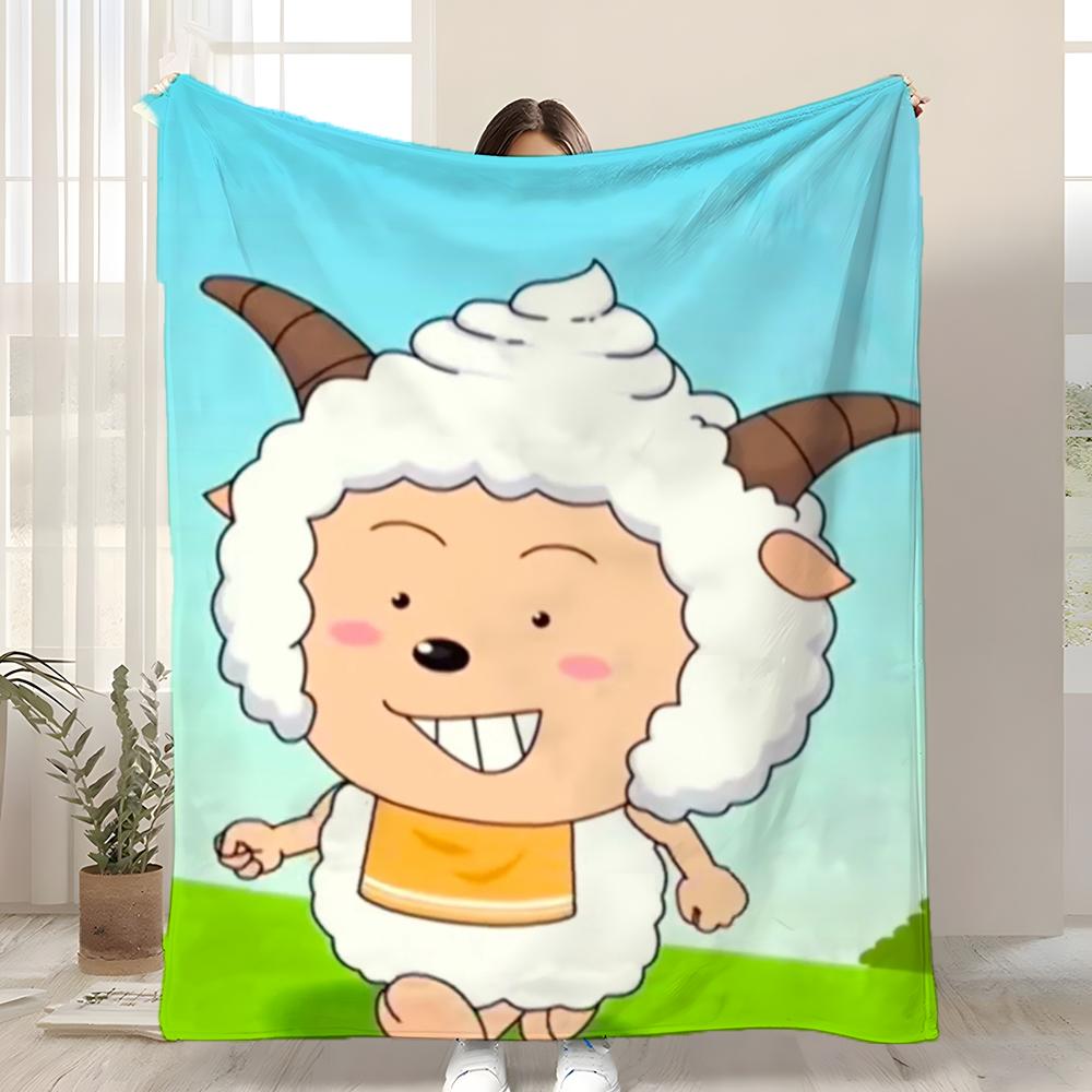 

Love to Sleep Lazy Goat Throw Kid-Friendly Flannel Throw Blanket Soft Warm Anti-Static Washable All Season 75x90cm